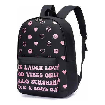 Bolsa Love Feminina Mochila Escolar Spector Reforçada Rosa Corações