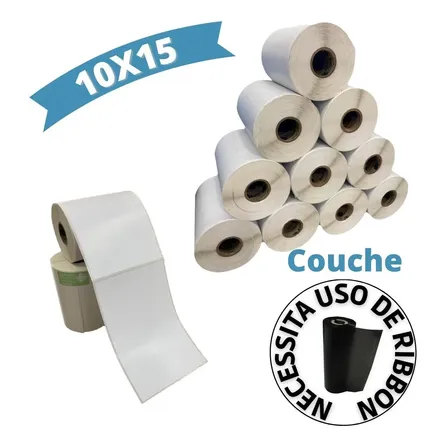Kit 40 Rolos Etiquetas Papel Couche 10x15cm Automaxcode Branco
