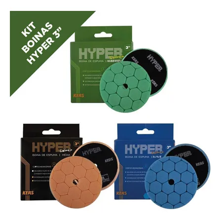 Kit 3 Boinas De Espuma Corte Refino E Lustro 3 polegadas Hyper Kers