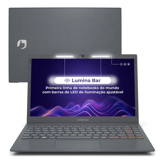 Notebook Positivo Vision C14 Intel® Celeron® Linux 4GB 128GB eMMC 14” HD Lumina BAR – Cinza