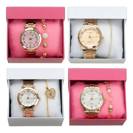 4 Relógio Feminino Pulseira Atacado Prova Dágua Original Com Caixa Para Presente Cores Variadas Variado