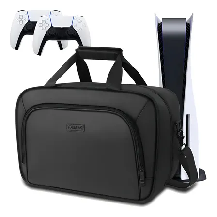 Bolsa De Transporte Para Ps5 E Ps5 Pro, Mala De Viagem Para Playstation 5 Discs Digital, Estojos Para Controles Grande Yorepek Preta Preto