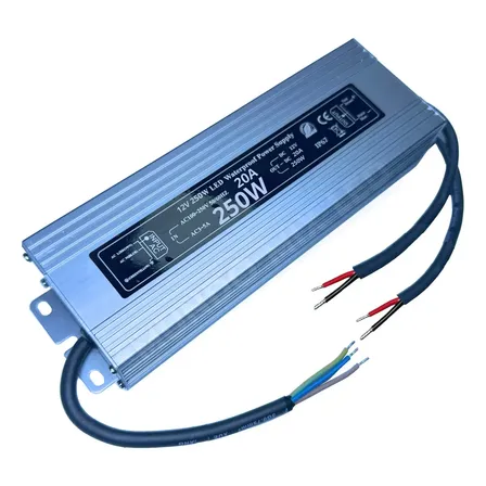 Fonte Blindada Prova D'Água IP67 12V 250W 20A Bivolt Alumínio LEDs