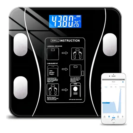 Balança Corporal Bioimpedância Profissional Bluetooth Preto