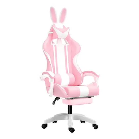 Cadeira Gamer Python Fly com Orelhinhas, Rosa, Ergonômica e Reclinável, com Apoio para os Pés e Altura Ajustável