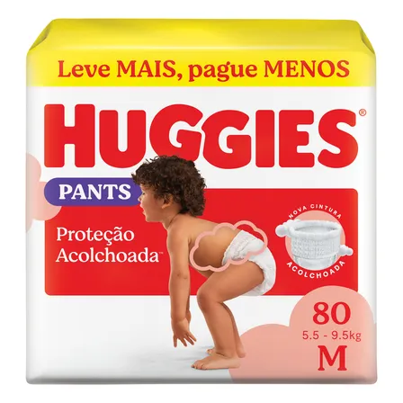 Huggies Fralda Pants Roupinha Proteção Acolchoada M - 80 Un