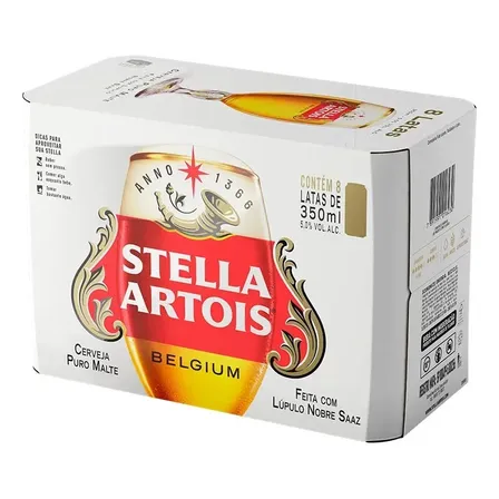 Stella Artois Cerveja Premium Lager 8 Latas 350ml