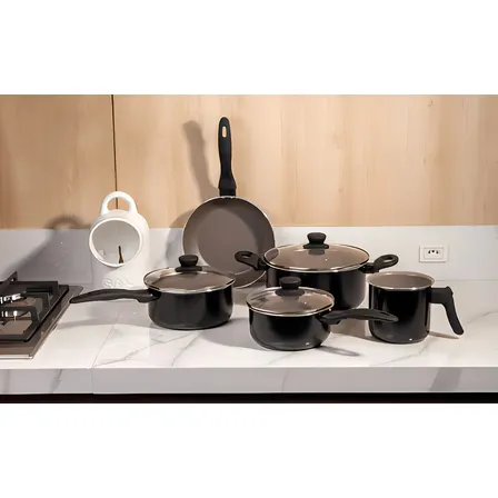 Jogo De Panelas Brinox Ceramic Life Easy Preto 7 Peças