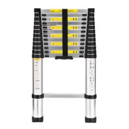 Escada Telescópica Extensiva Aço Inoxidável 13 Degraus 3,80m Garden Life Cor Prateado