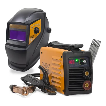 Kit Máquina De Solda Portátil Gp 165a Bivolt + Máscara Automática Pró Euro Laranja