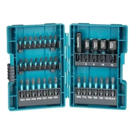 Jogo Bits e Soquetes Impact Black 35 Peças Makita Para Parafusadeira