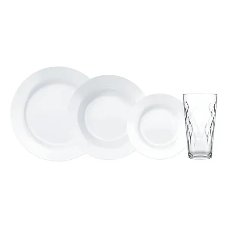Aparelho De Jantar 16 Peças Duralex Menu Branco/incolor