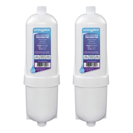 Kit 2 Refis Para Filtro Purificador De Água Multiuso Bebedou