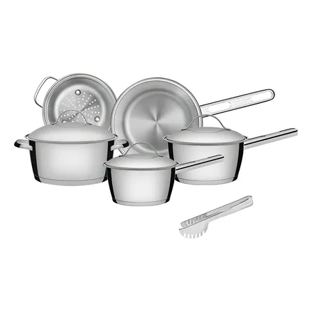 Jogo De Panelas Tramontina Aço Inox Allegra 5p + Pegador