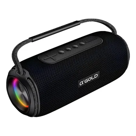 Caixa de Som Bluetooth A'Gold 100W Portátil Bass Boost com Luz RGB IPX6