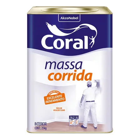 Massa Corrida PVA Coral 25kg Fosca Para Interiores Rendimento 75m²