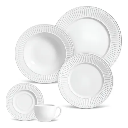 Aparelho de Jantar 30 Peças Porto Brasil Cerâmica Branco Linha Roma