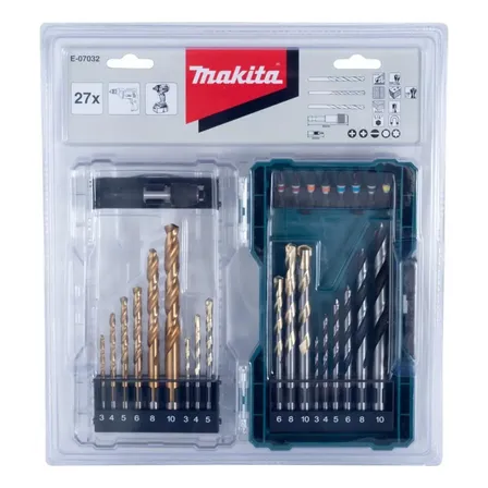Makita E-07032 Conjunto De 27 Peças-brocas/pontas Bit