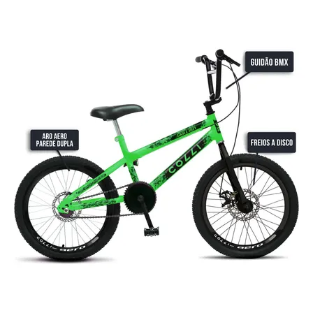 Bicicleta Colli Skill Boy Freio Disco Aro 20 Cor Verde Neon Tamanho Do Quadro 14