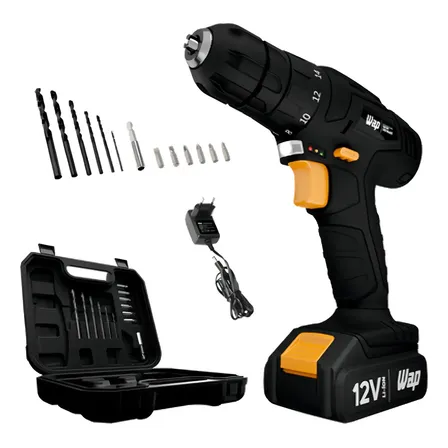Parafusadeira E Furadeira Wap Bpf 12k3 Preta + Kit