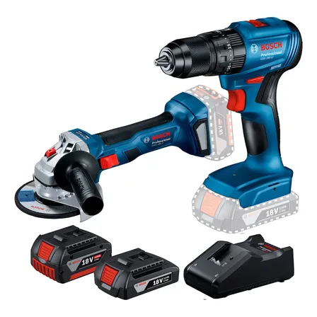Kit Bosch Furadeira Parafusadeira Gsb-185-li 18v E Esmerilhadeira Gws 180-li 2 Baterias 127/220v