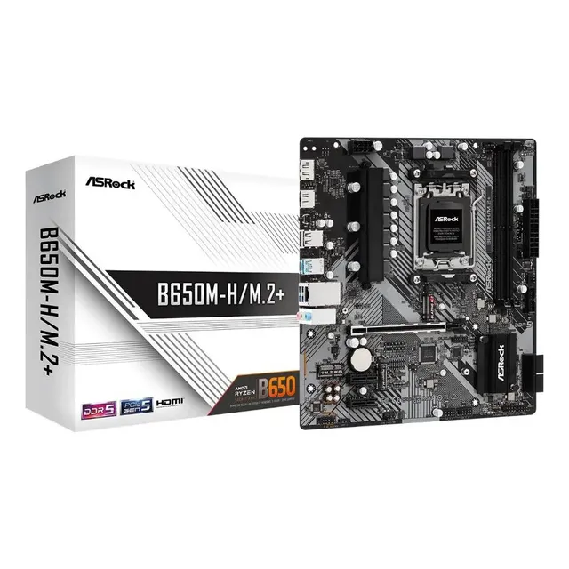 Placa Mãe Asrock B650m-h Am5 Ddr5 Matx Pcie 5.0 Suporta Ryzen Série 9000 Preto