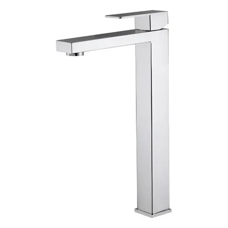 Torneira Bancada Banheiro Quadrada Inox Cromada Bica Alta