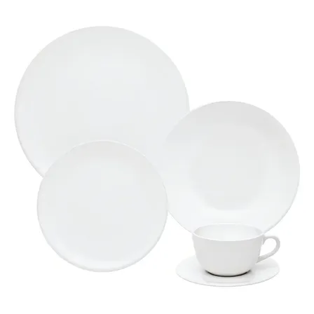 Aparelho De Jantar E Chá 20 Pçs Oxford Unni White Branco
