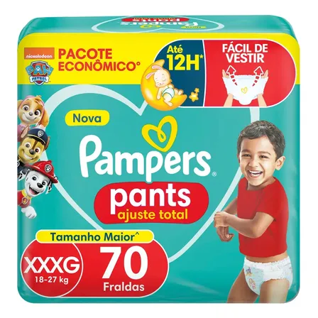 Fralda Pampers Pants Ajuste Total Tamanho Xxxg, 70 Unidades Extra Extra Extra Grande (xxxg) Sem Gênero