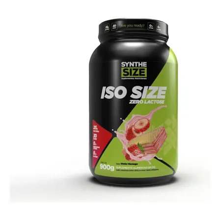 Iso Size Zero Lactose 900g Whey Isolado - Synthesize Sabor Wafer Morango