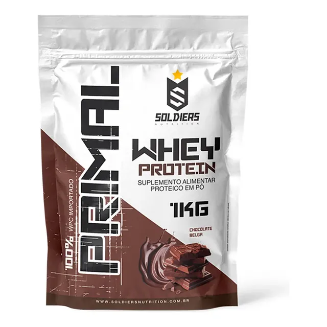 Whey Protein Primal 1kg - Soldiers Nutrition Sabor Chocolate Belga