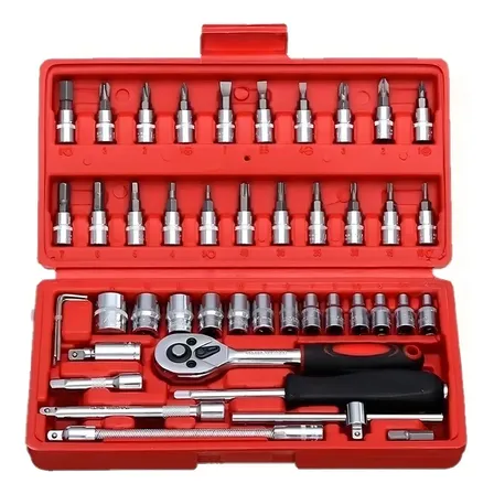 Kit Ferramenta Completo Catraca Soquete Aço Cromo-vanádio 46 Peças
