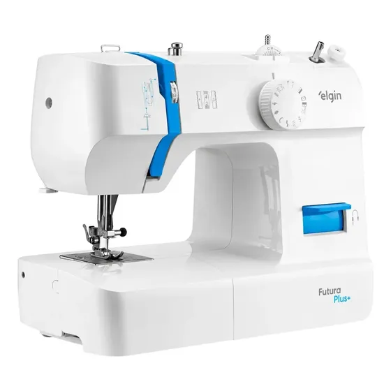 Máquina de Costura Elgin Futura Plus JX-2052 Portátil 12 Pontos Doméstica Acabamento Profissional