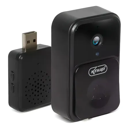 Video Campainha Inteligente Com Câmera Sem Fio Knup Kp-ca203 Cor Preto
