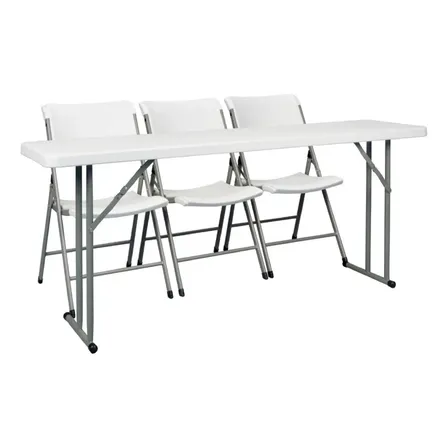 Mesa Dobrável 180x45cm Treinamento Buffet Convenção Festa Cor Branco