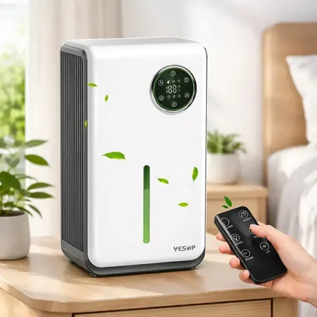 Desumidificador De Ar Ambiente Antimofo Desumidificadores Eletrico Com Tela Digital Exibição Sensível Ao Toque Portátil E Bivolt Operação Controle Remota Yesop