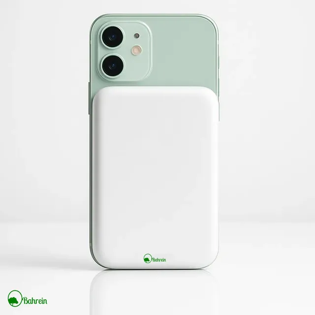 Carregador Power Bank Indução Sem Fio 5000mah Battery Marca Bahrein Pack Compatível Com Tecnologia Magsafe Compatível Com iPhone Cor Branco