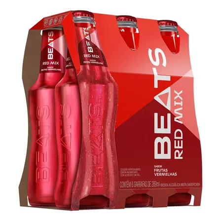 Skol Beats Red Mix Long Neck 269ml Kit Com 6