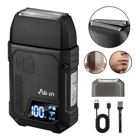 All-in® Barbeador Eletrico Aparelho Barbear Aparador 3-nível Preto 127/220v