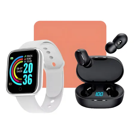 Relógio Smart Digital Inteligente Masculino / Feminino Connect Ecom + Fone S/fio Cor Da Pulseira Branco