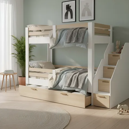 Treliche Infantil Jade Com Escada Mobikasa Cor Branco/legno Salinas