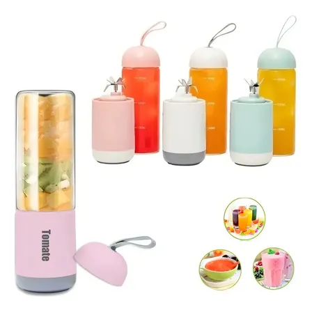 Liquidificador Portátil Tomate MAZ-007 Rosa Vidro 330ml USB