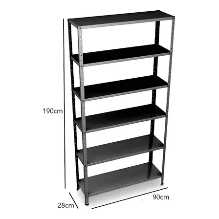 Estante Armário Prateleira De Aço 6 Bandeja Organizador Multiuso Preta Suporta 150kg 198cm X 90cm X 28cm