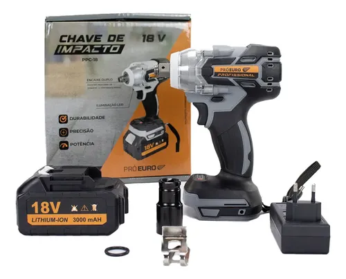 Chave De Impacto Brushless 18V 300Nm 1/2" e 1/4" 2400rpm Pró Euro