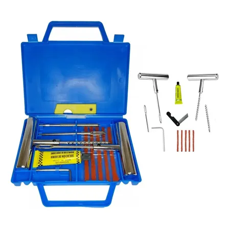 Kit Reparo Pneu Linha Pesada 12 Peças e Macarrão C/ Maleta
