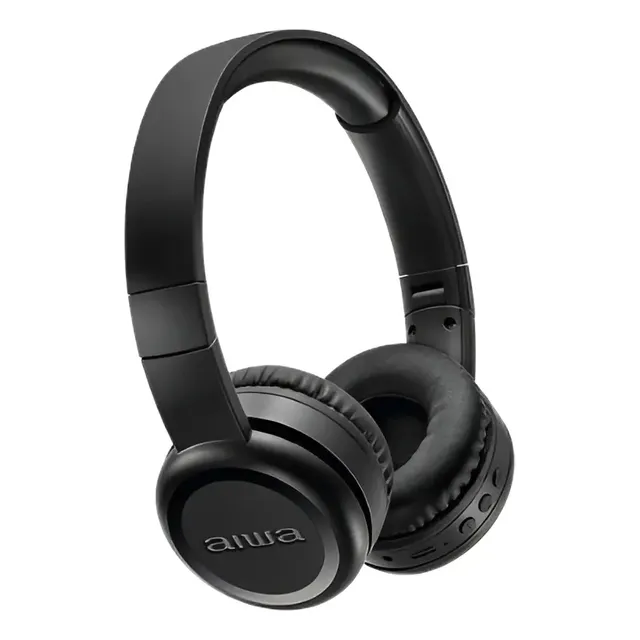 Fone De Ouvido Headphone Aiwa Aws-hp-03-b Bluetooth Bateria Com Até 100 Horas De Duração Cor Preto