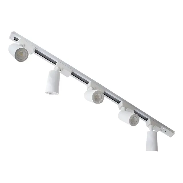 Kit Trilho Eletrificado de 1,5m com 5 Spots LED 7W, Luz Branca Quente 3000K