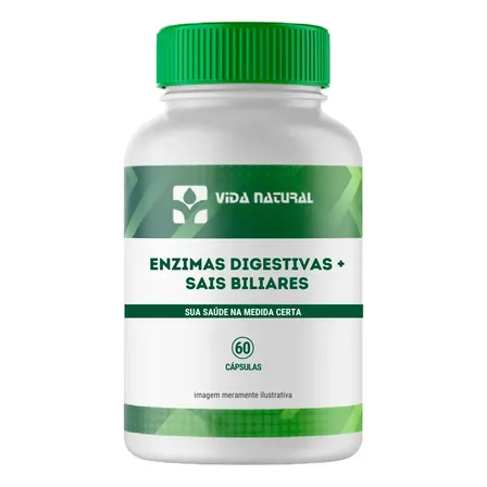 Enzimas Digestivas + Sais Biliares 60 Cápsulas - Sabor Sem sabor