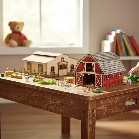 Celeiro E Estábulo Mini Fazendinha Em Mdf Adesivado - Mdf Criativa