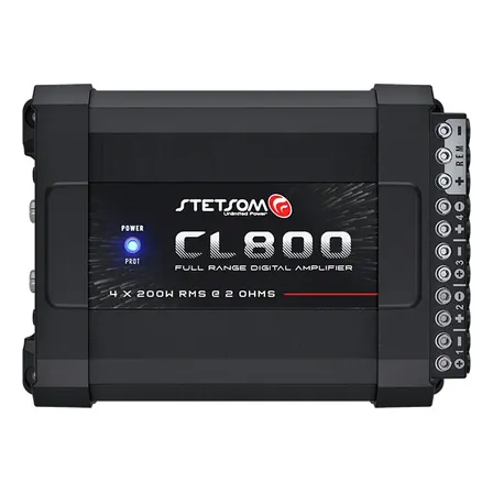 Módulo Stetsom Cl800 Amplificador Stereo Full Range 800w Rms Em 2 Ohms Com Dissipação Térmica Premium 4 Canais Entrada... Preto